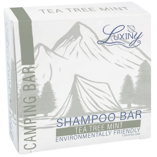 Luxiny Tea Tree Mint Shampoo Bar packaging promotes eco-friendly design for sustainable haircare