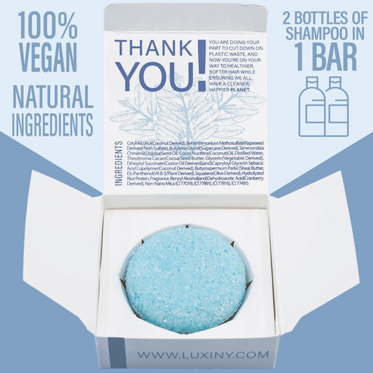 Luxiny travel conditioner bar in bay rum scent, boosts manageability.