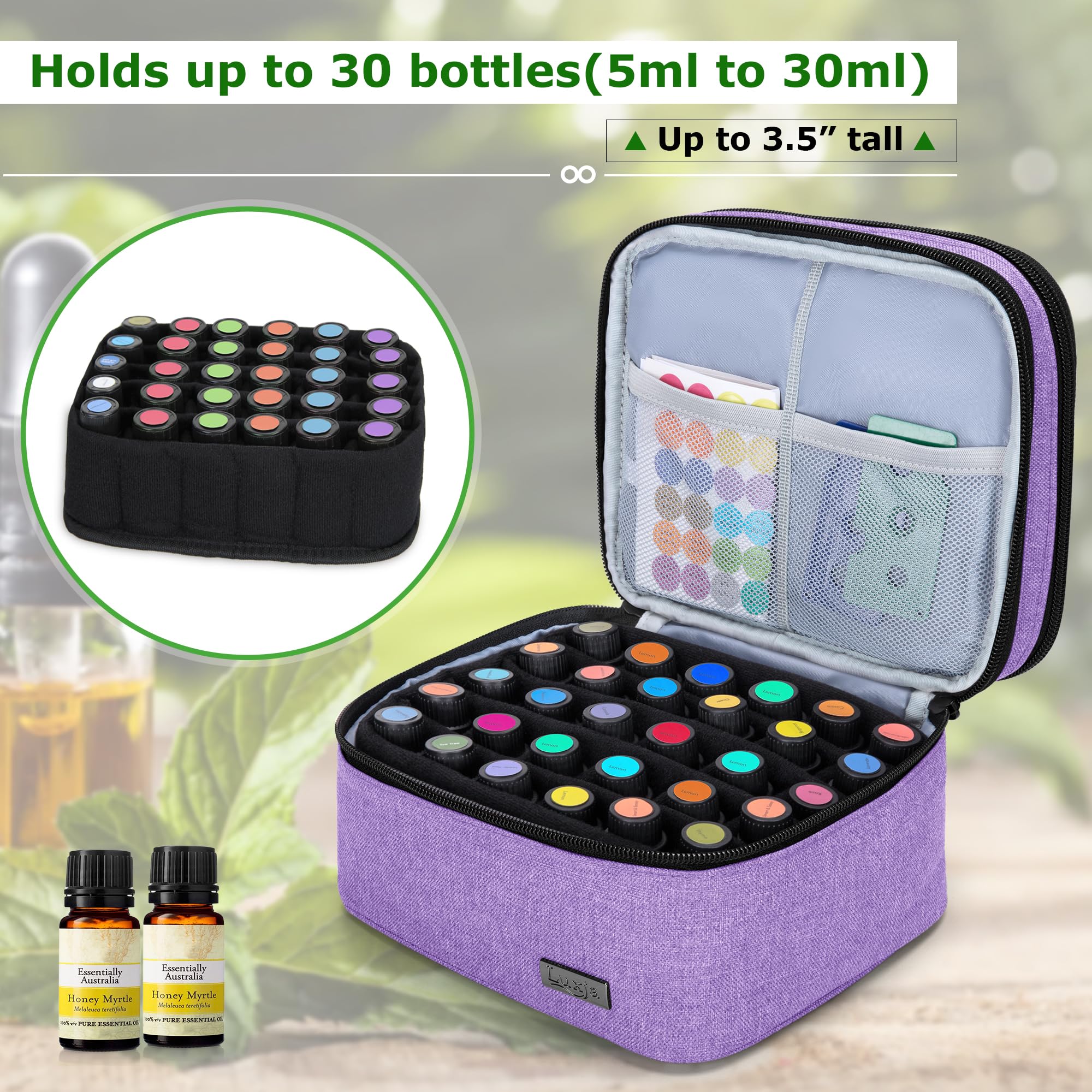 Luxja bag demonstrates capacity for thirty bottles and organizers.