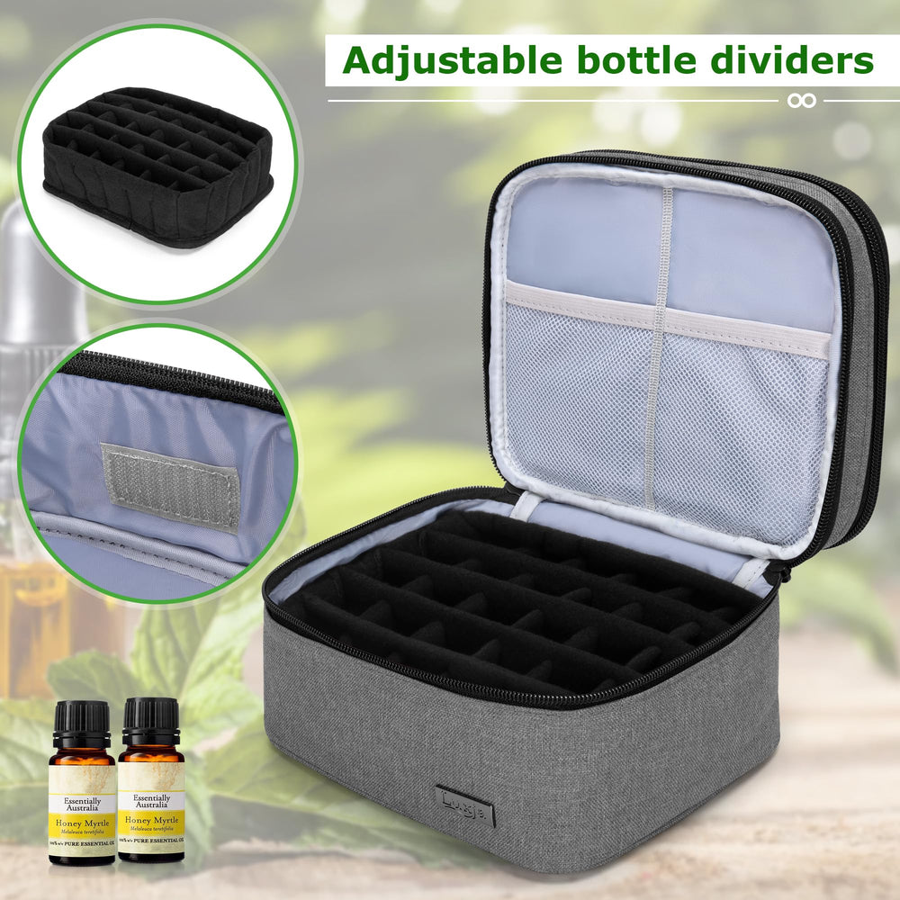 LUXJA case holds 30 bottles, compact for travel.