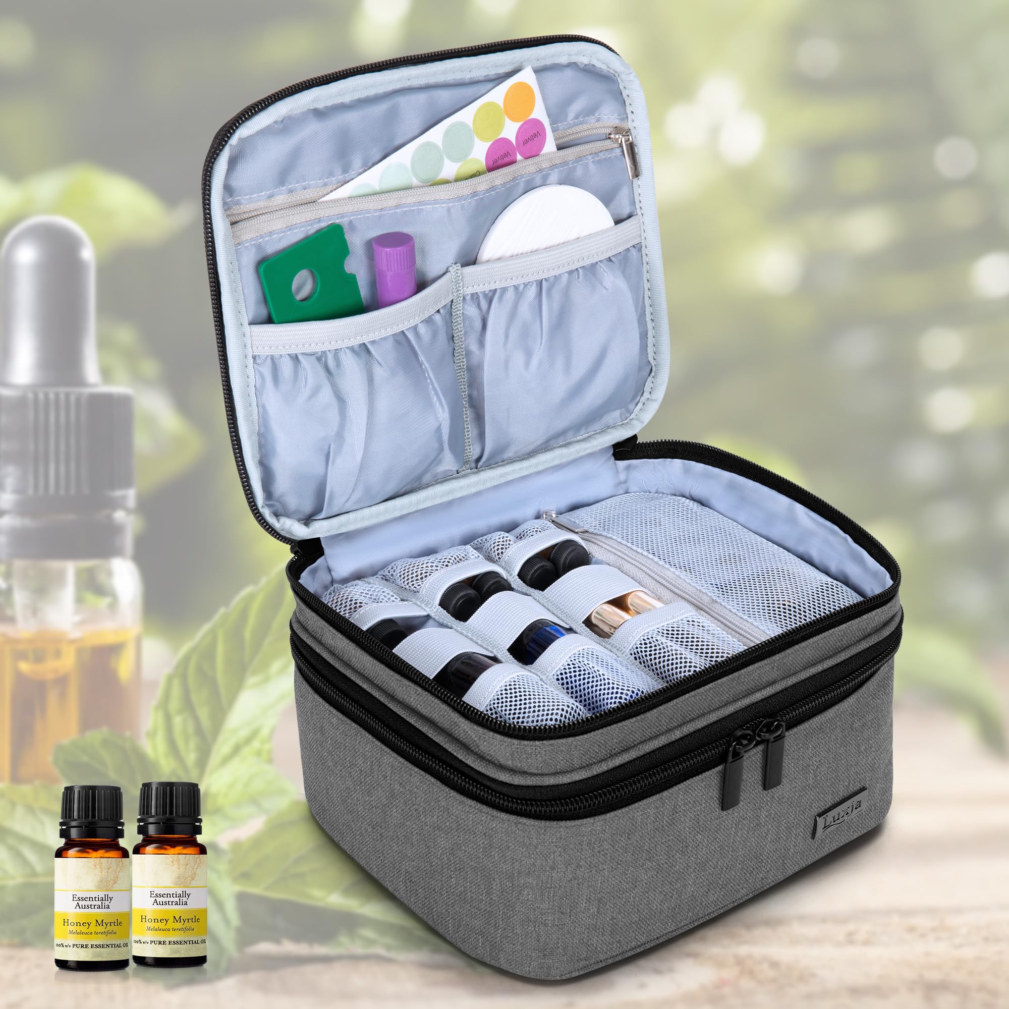 LUXJA interior with adjustable dividers keeping bottles organized.