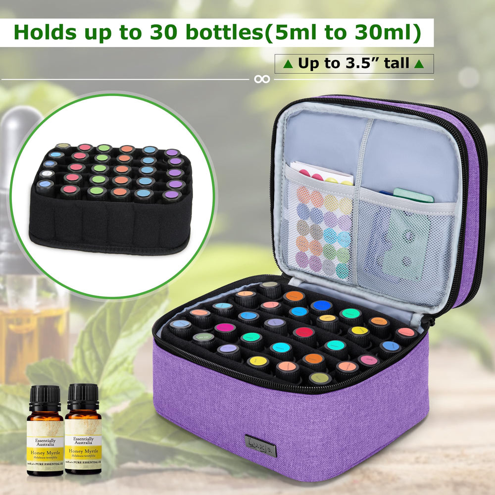 LUXJA essential oil case purple double layer keeps bottles safe