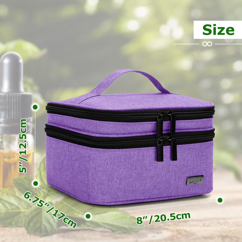 LUXJA essential oil case purple large compartment fits up to 30 bottles