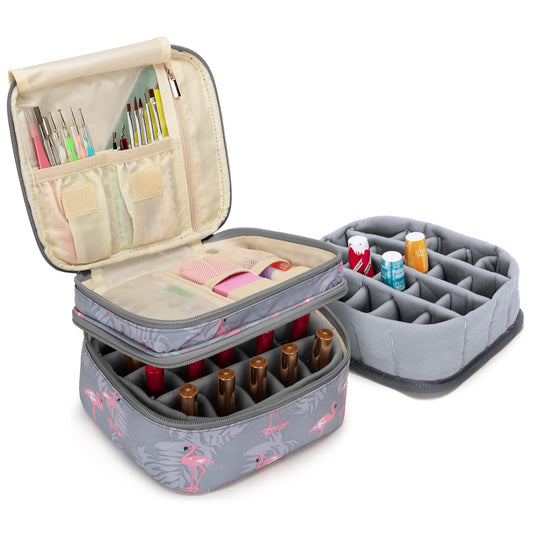 LUXJA Nail Polish Carrying Case exterior with flamingo design for travel storage