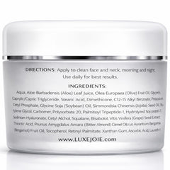 LuxJoie Ultra Soy Peptide Cream texture swatch on skin for smoothing and daily moisture.