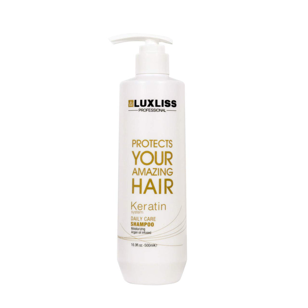 Luxliss Keratin Daily Care duo set box demonstrates complete hair care routine.