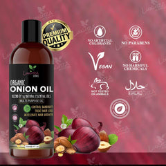 Luxura Sciences Amla Oil bottle feeds hair with essential nutrients.