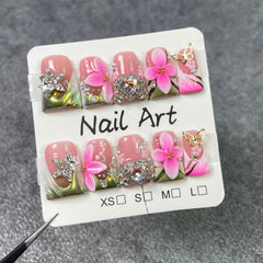 Luxury Duck nails showcase rhinestone heart design for chic occasions