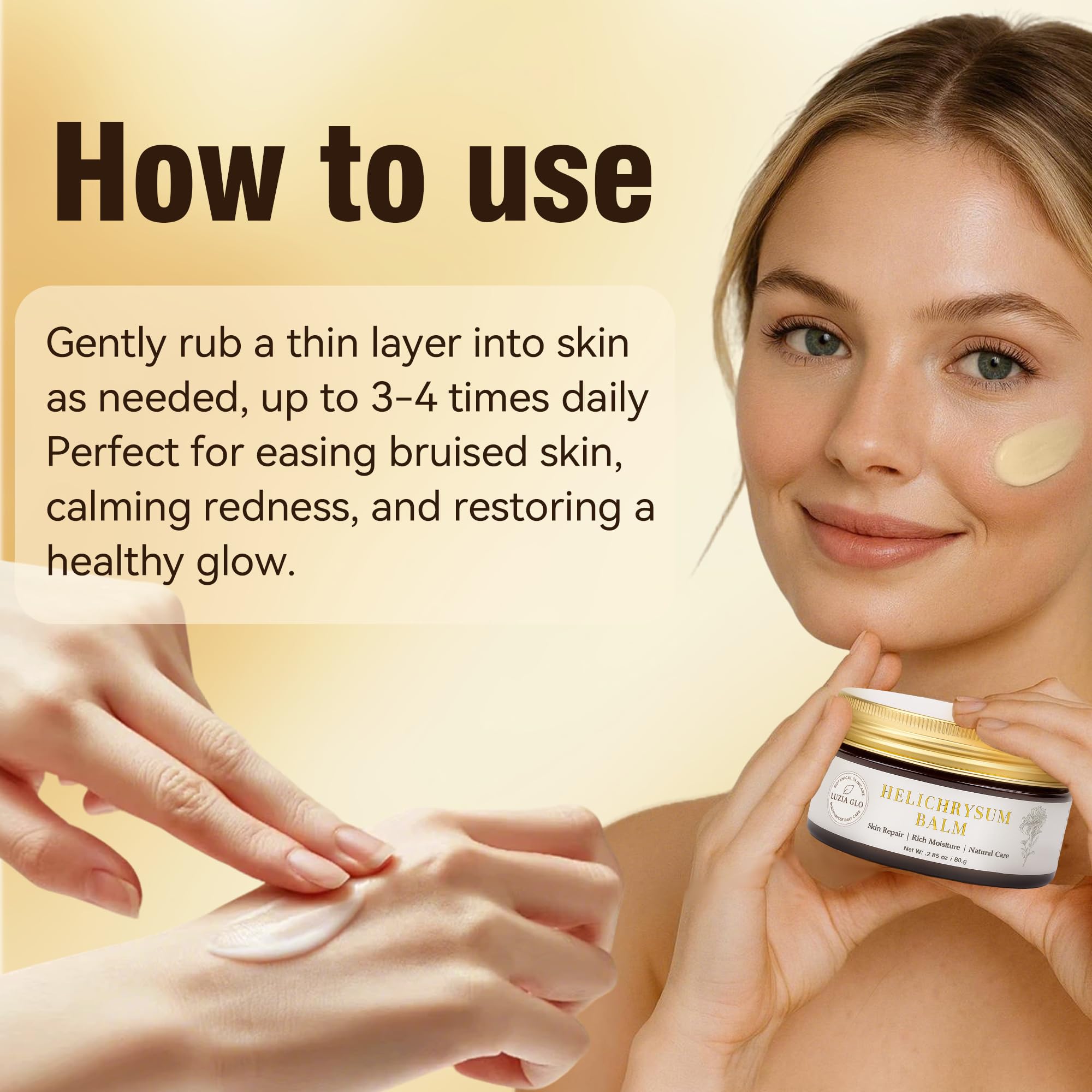 Luzia Glo post-sun care usage for calm, nourished skin