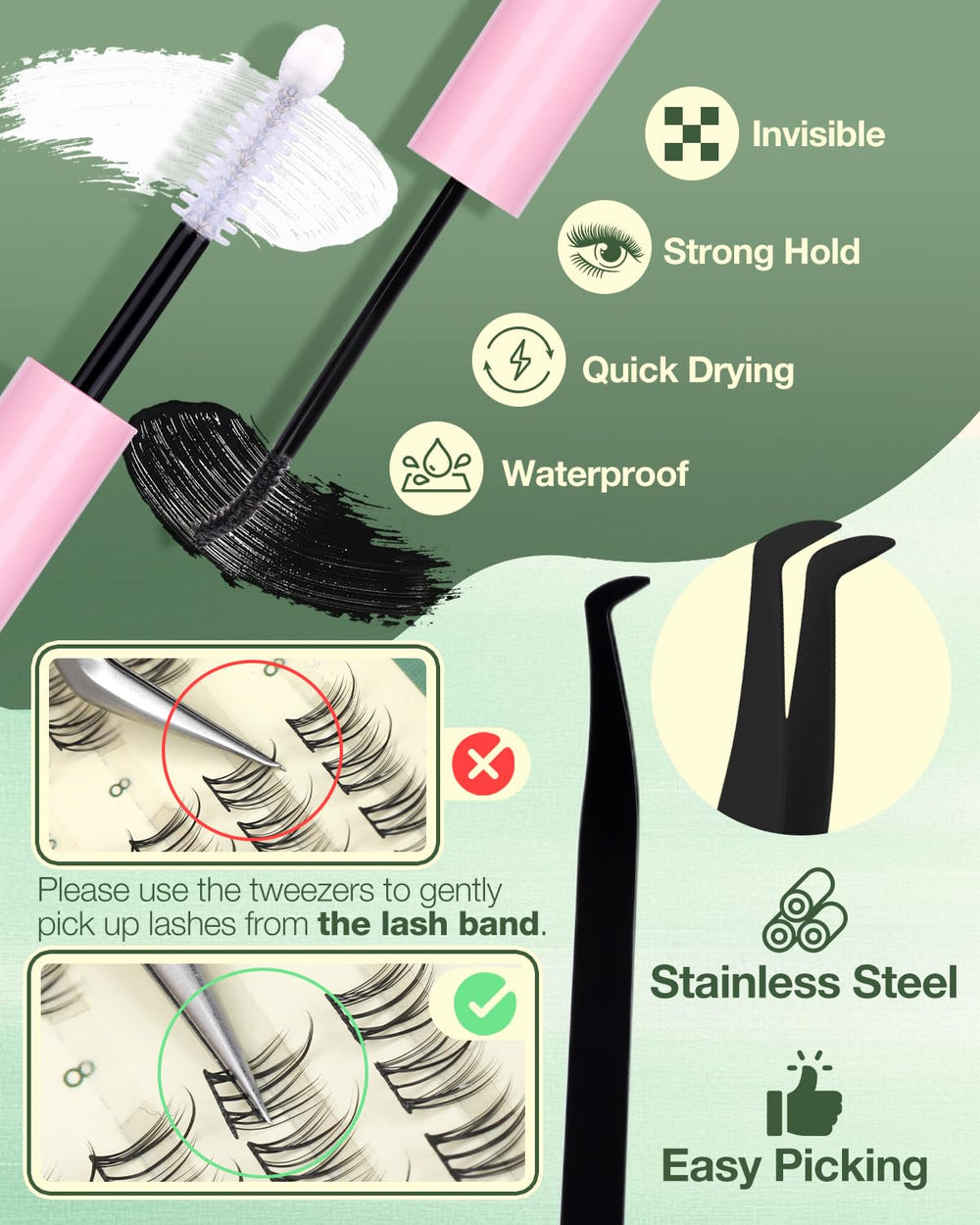 Lvmixwig included lash tweezers for precise placement