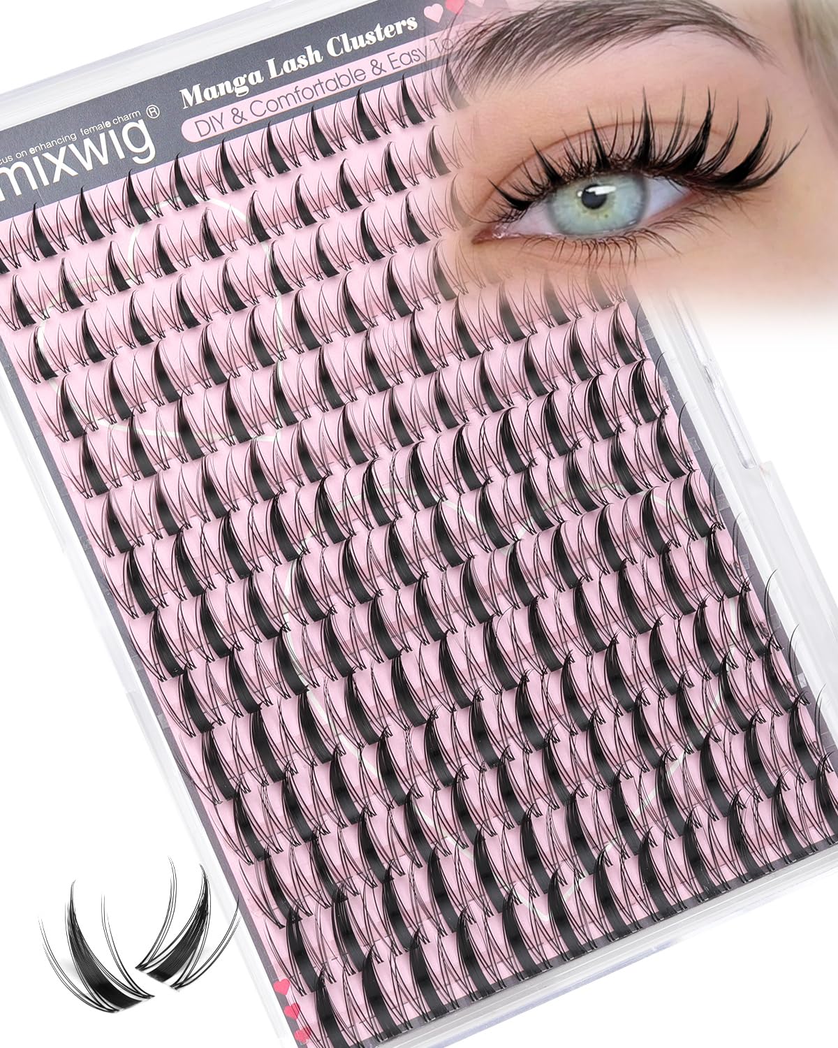 Lvmixwig manga lash clusters with spikes for a dramatic anime-inspired eye look.