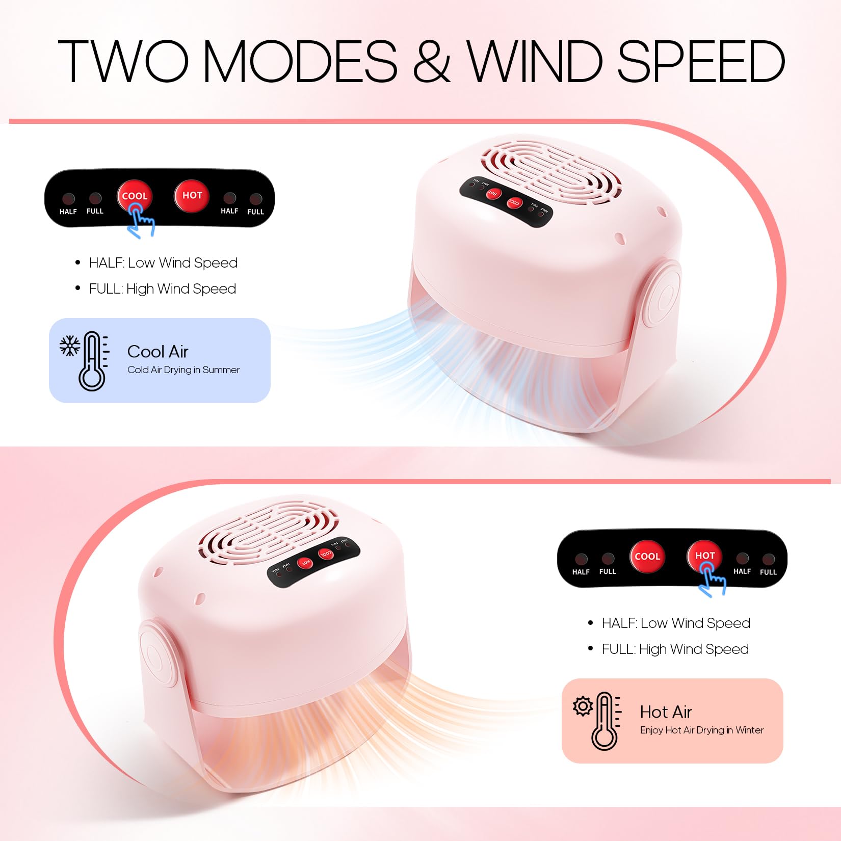LXIANGN Nail Fan Dryer offering warm and cool air options for comfort