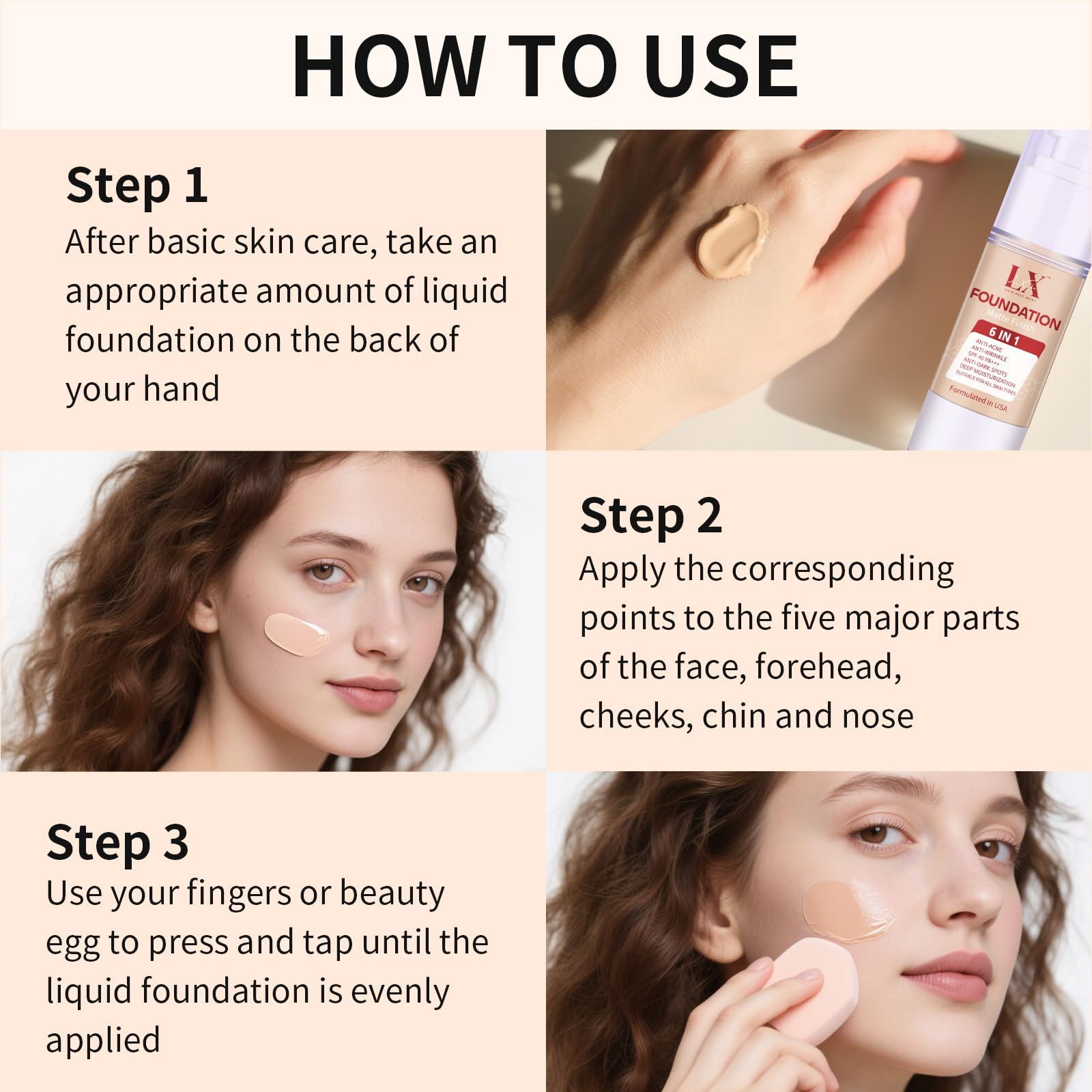 LXSKN 6-in-1 foundation swatch reveals natural glow