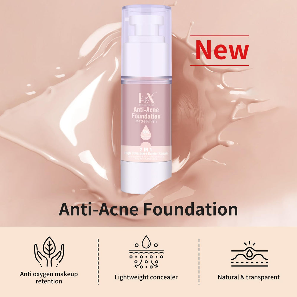 LXSKN Acne-serum Foundation waterproof cap demonstrates 24-hour wear