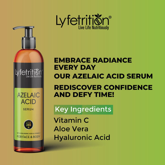 Lyfetrition azelaic serum label close-up highlighting ingredients