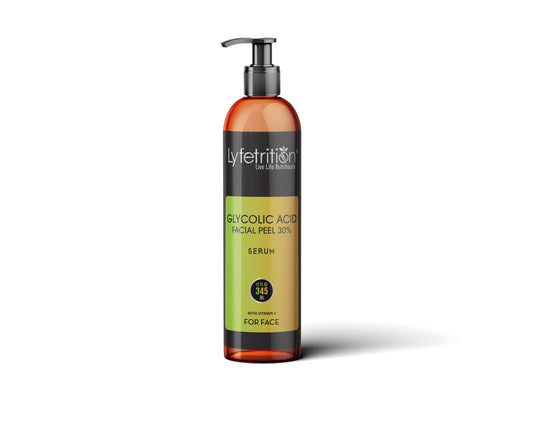 Lyfetrition glycolic 30% renewal serum bottle for brightening and exfoliation