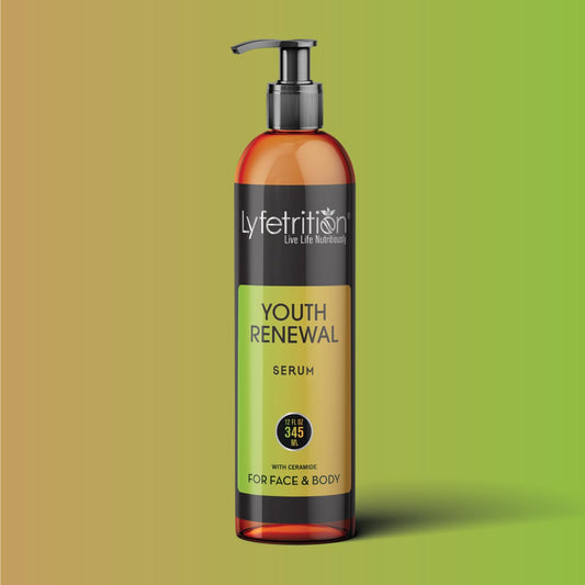Lyfetrition Youth Renewal Serum bottle ready for daily hydration and renewal.