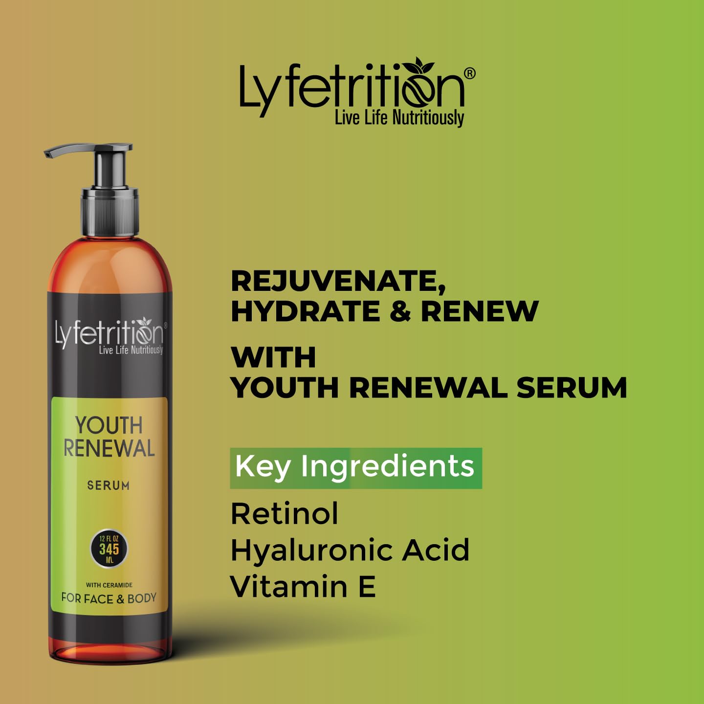 Lyfetrition vegan hyaluronic ingredients highlight hydration and skin suppleness.