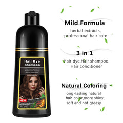 Lymznus Chestnut Brown Hair Dye Shampoo applying on dry hair for quick color