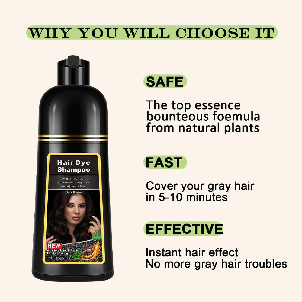 Lymznus dark brown hair shown after use with natural-looking shade and shine.