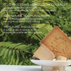 LYNPHA VITALE Aleppo soap bar closeup foam