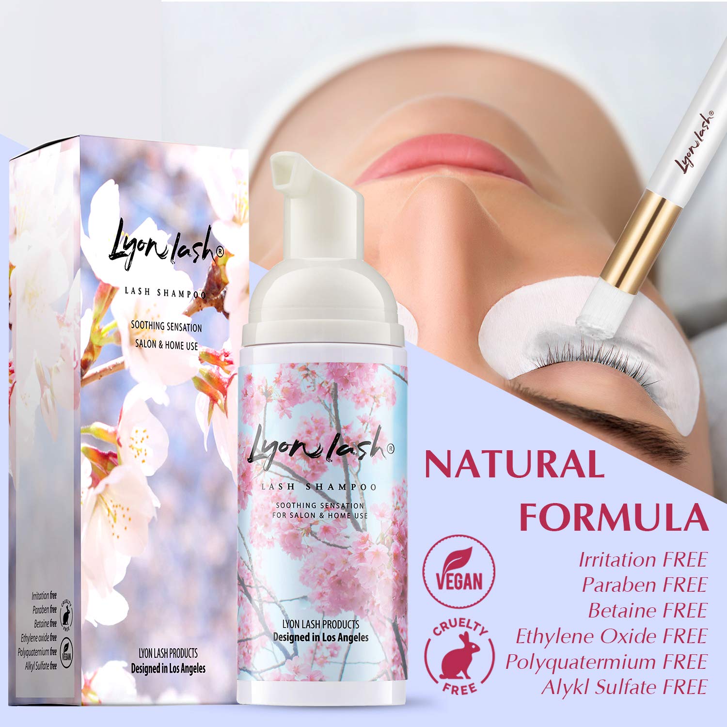 Lyon Lash cleansing brush set shown for thorough lash cleaning.