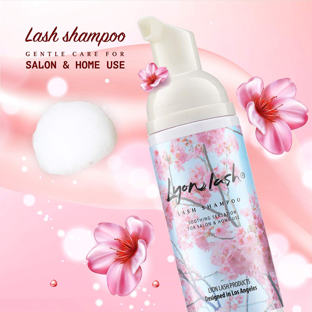 Lyon Lash foam cleanser application demonstrated on lashes.