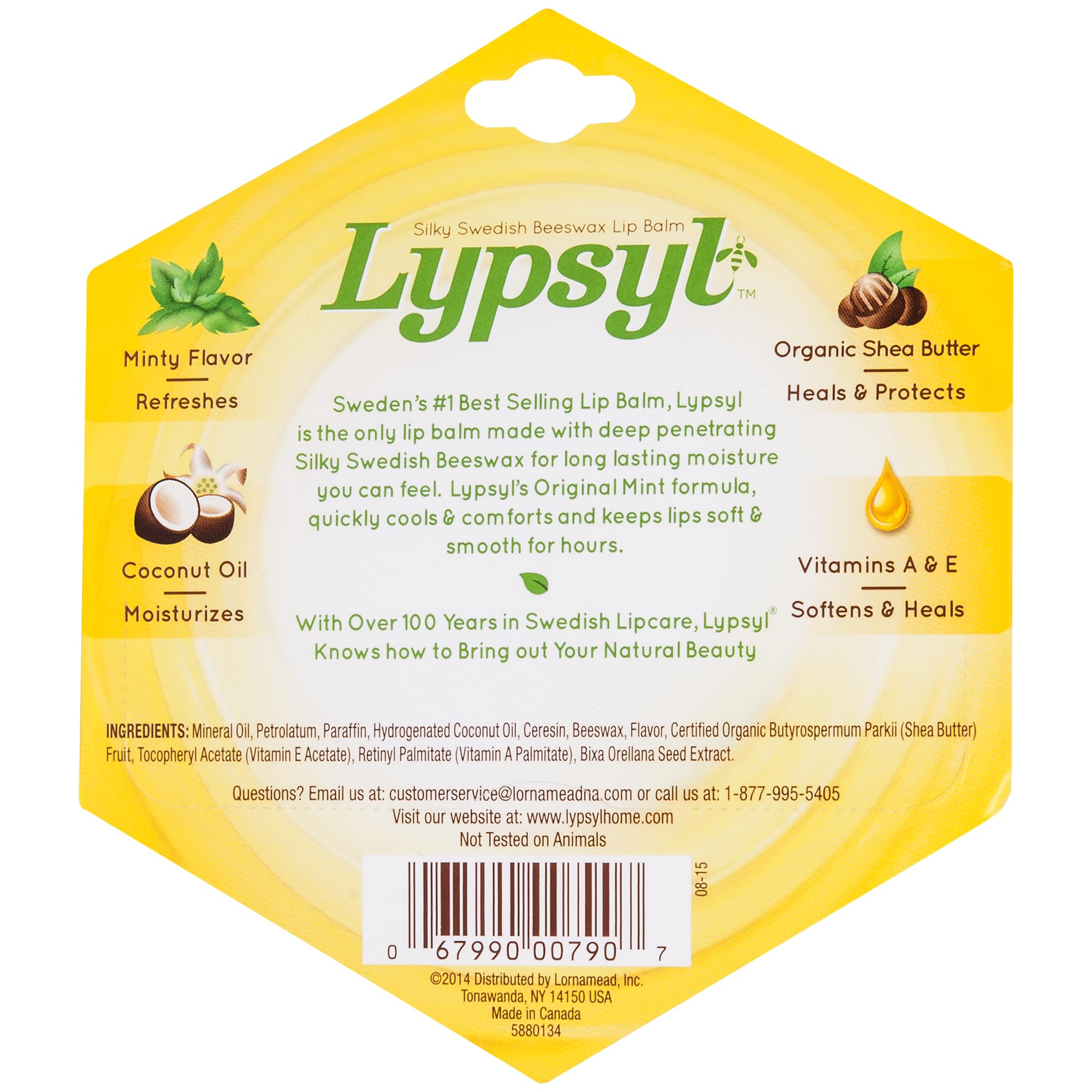Lypsyl Intense Protection Original Mint lip balm pack-10 back view for long-lasting protection