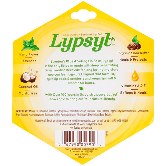 Lypsyl Intense Protection Original Mint lip balm pack-10 back view for long-lasting protection