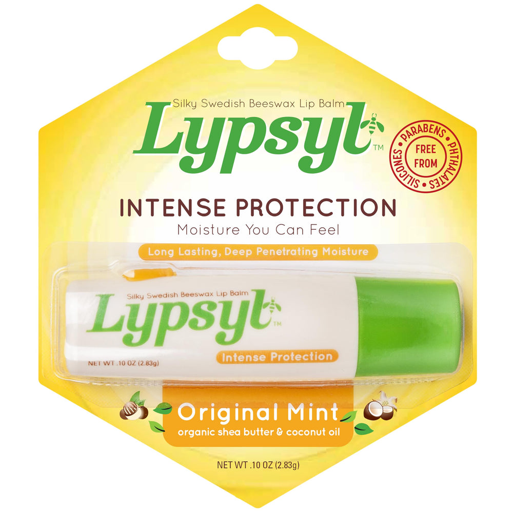 Lypsyl Intense Protection Original Mint lip balm pack-10 front view for daily moisture