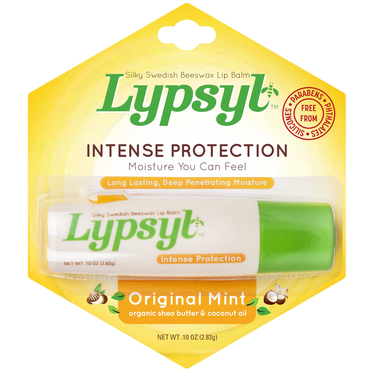 Lypsyl Intense Protection Original Mint lip balm pack-10 front view for daily moisture