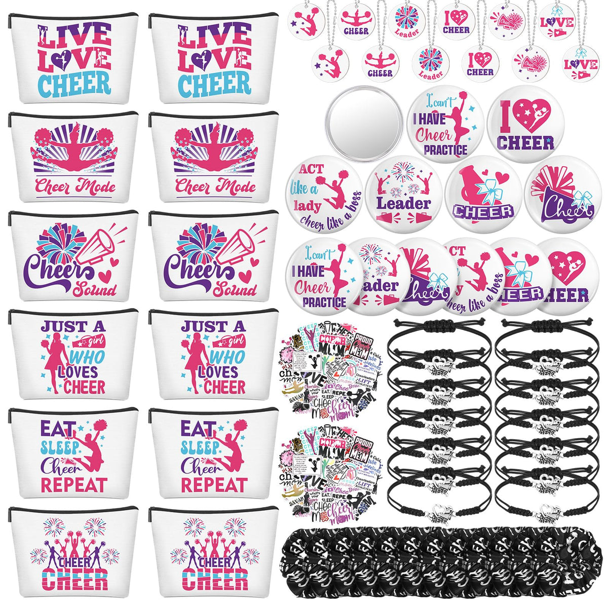 Lyrow cheer scrunchies pink set for a coordinated team look and on-the-go styling