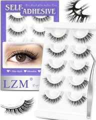 LZM self-adhesive eyelashes glueless strip application for quick, mess-free wear.