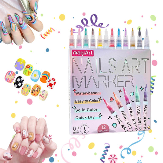 LZUPIKC 12-color nail art pens for vibrant DIY designs.