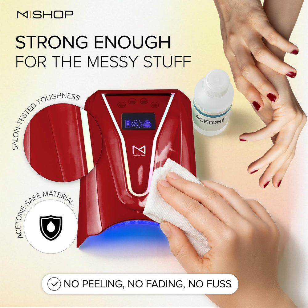 Battery life of M Crystal Cure lamp provides 4–6 hours of use on full charge.