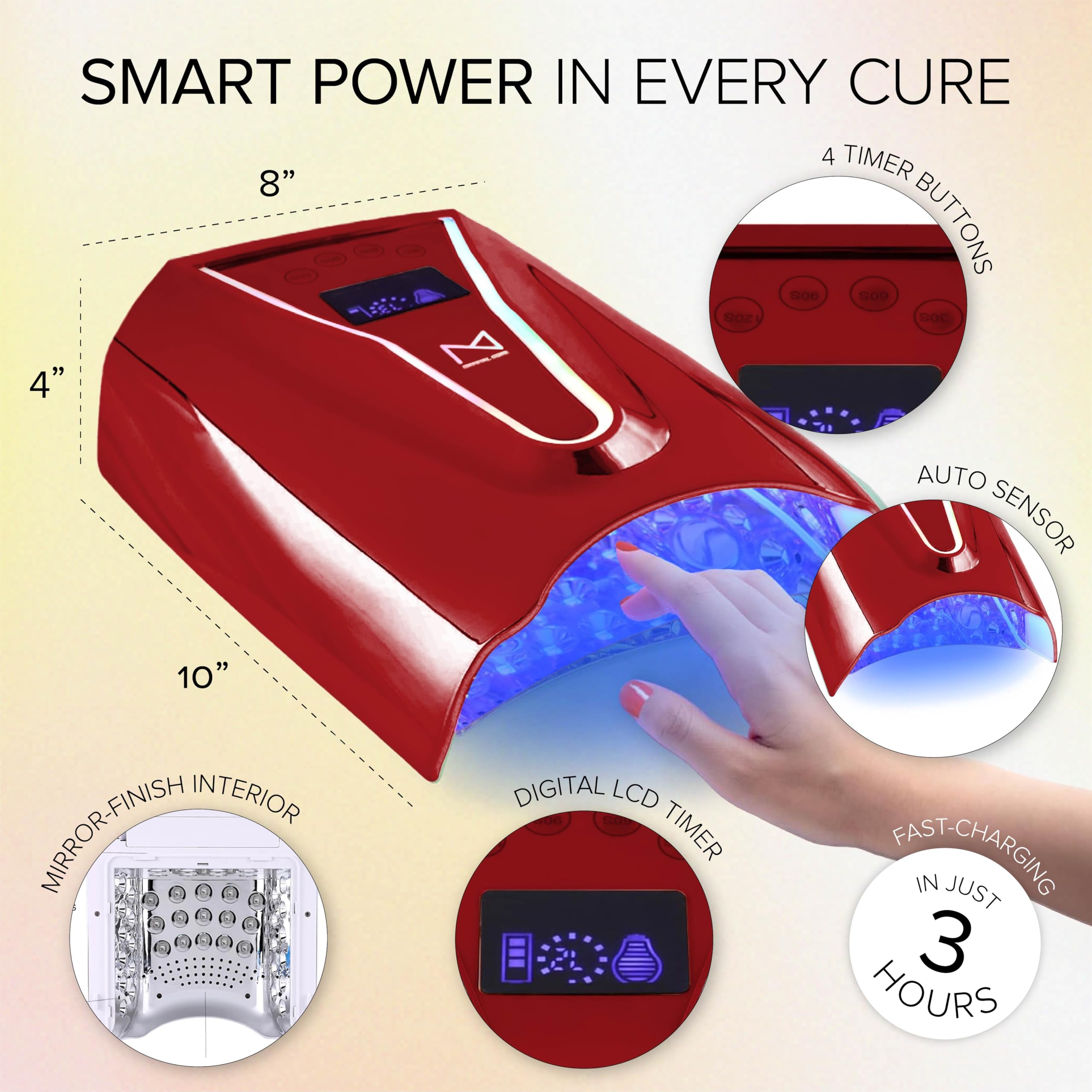 Auto-sensor activation on M Crystal Cure lamp for hands-free curing.