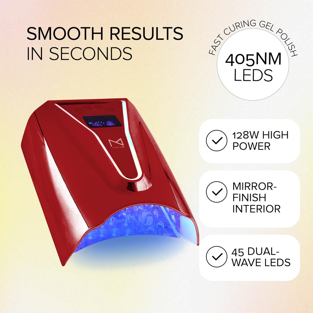 Removable base plate on M Crystal Cure lamp enables easy pedicure use.