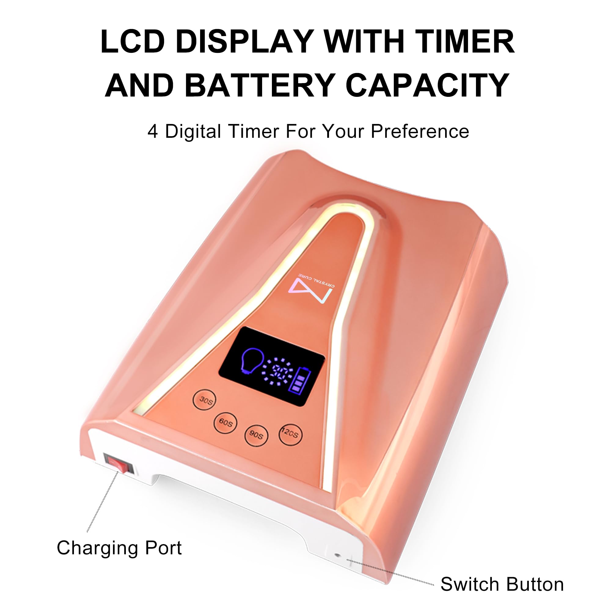 M Crystal Cure 128W UV Nail Lamp cordless design for easy storage.
