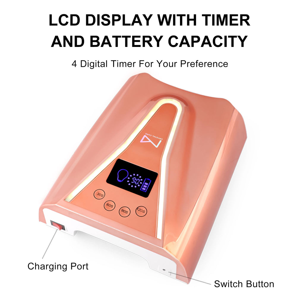 M Crystal Cure 128W UV Nail Lamp cordless design for easy storage.