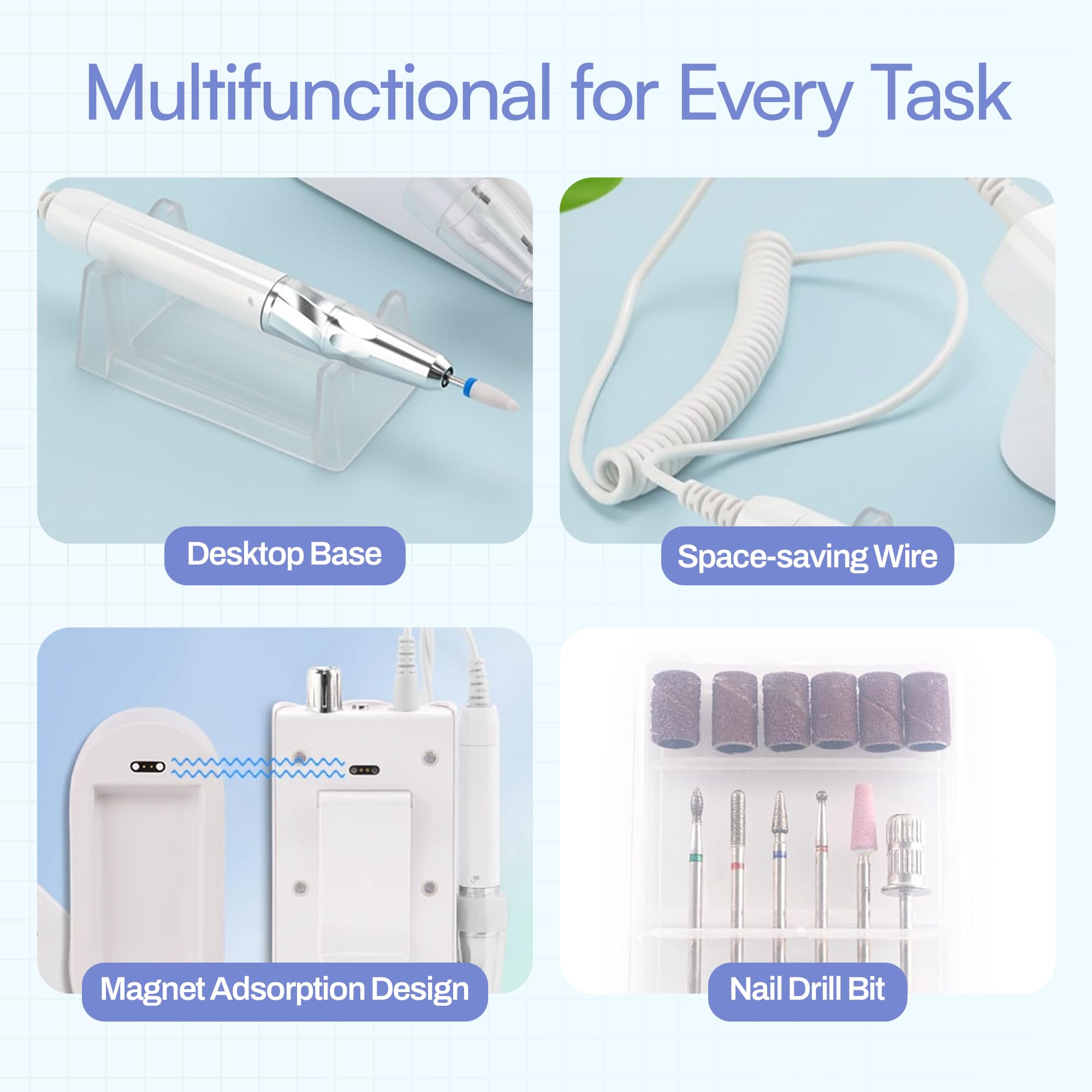 M GEM nail drill bit set included for versatile filing and prep tasks