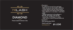 Professional use scene with M LASH Diamond Premium Lash Glue during eyelash extension.
