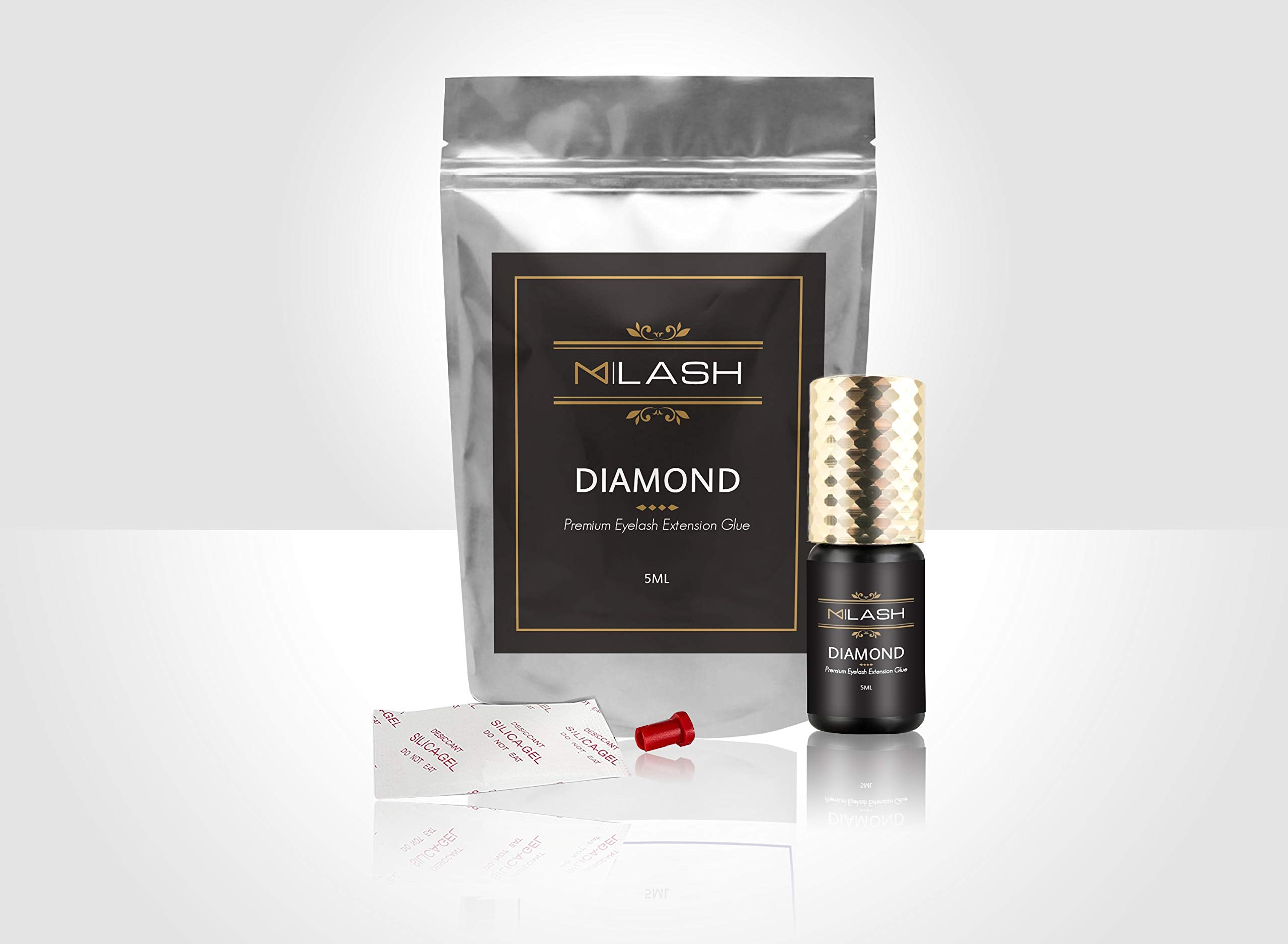M LASH Diamond Premium Lash Glue bottle highlighting fast 1-2 second drying time.