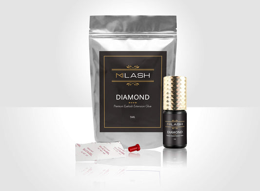 M LASH Diamond Premium Lash Glue bottle highlighting fast 1-2 second drying time.