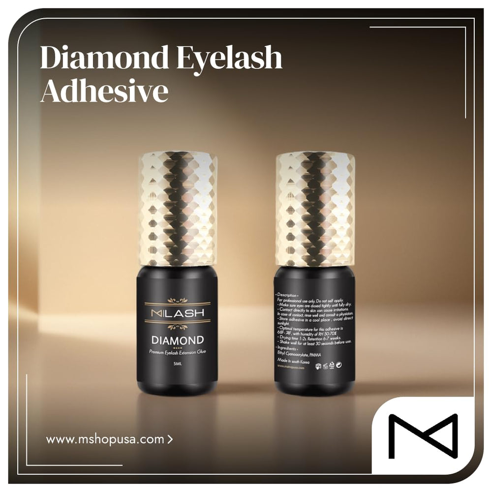 Sealed 5ml bottle packaging of M LASH Diamond Premium Lash Glue for freshness.