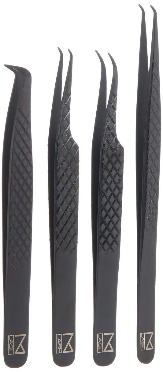M LASH Tweezers with diamond grip for secure control during extensions.