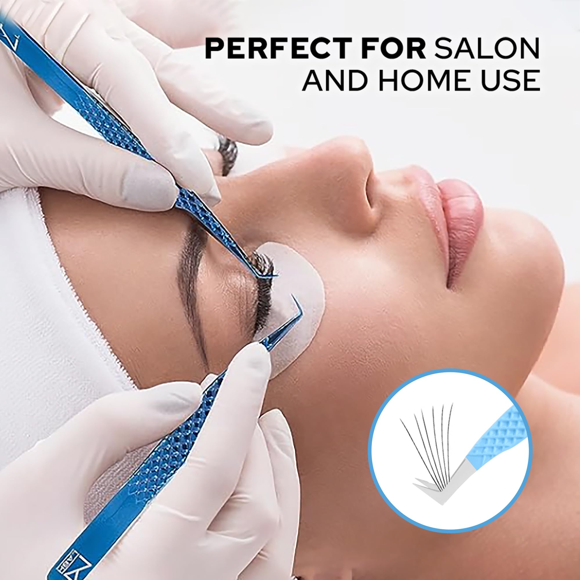 M LASH Japanese steel tweezers highlighting corrosion-proof durability.