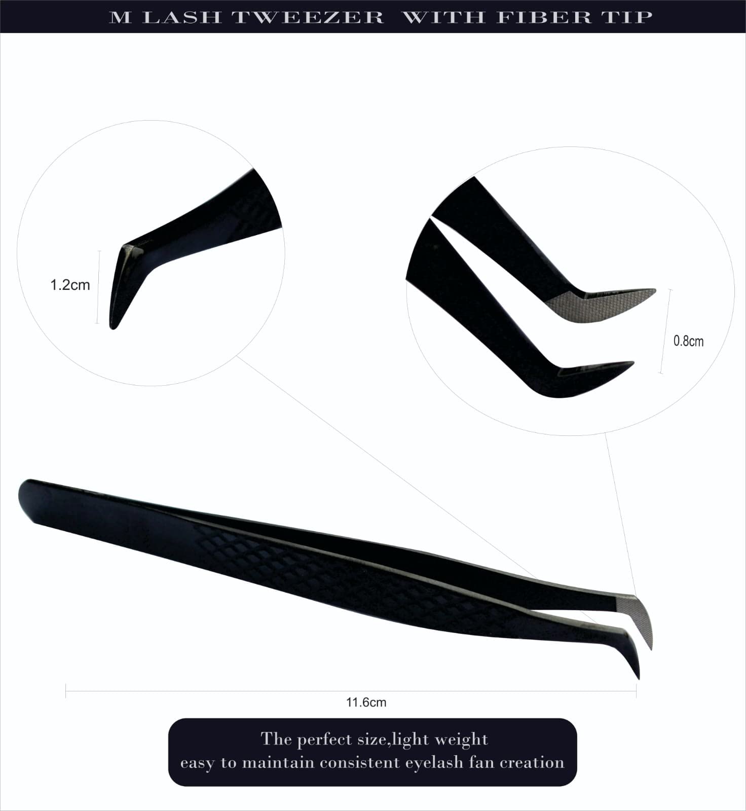M LASH Tweezers made from Japanese steel for durability and easy cleaning.