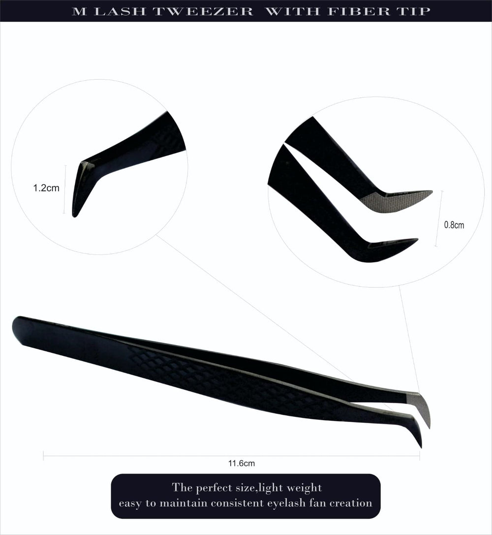 M LASH Tweezers made from Japanese steel for durability and easy cleaning.