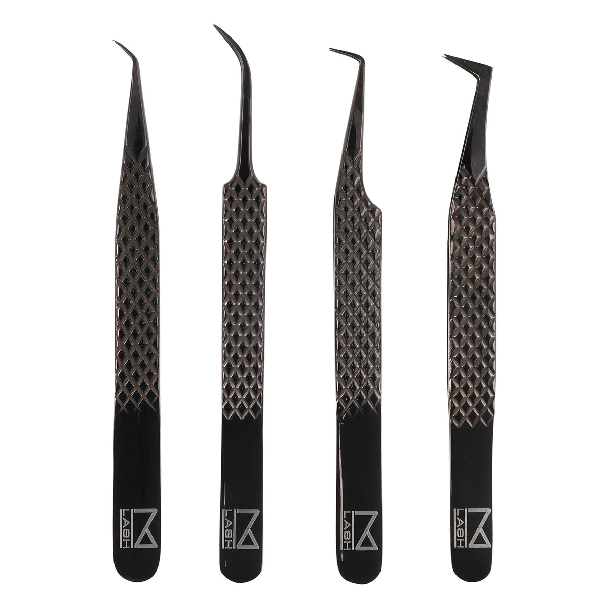 M LASH Tweezers Set 4 with fiber-tip for precise lash isolation.