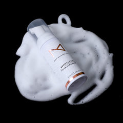M PMU brow and lash foam cleanser bottle closeup showing clean bottle